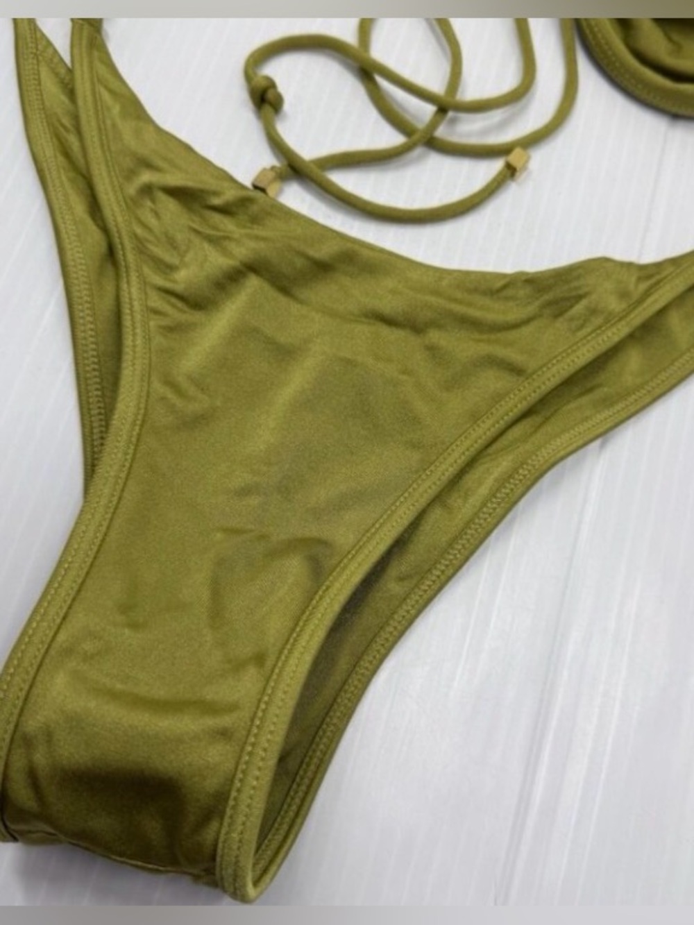 Olive Green Bandeau Tie-Back Bikini Set - Women - Picture 2 of 5